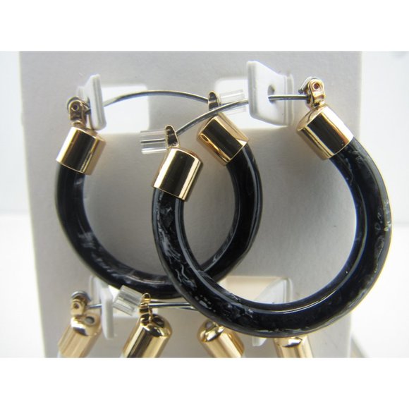 NEW WITH TAGS EXPRESS SET OF 3 SHINY GOLD HOOP EARRING SET - Picture 2 of 3